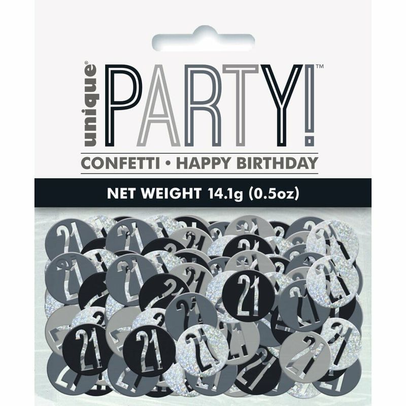 Birthday Black Glitz Number 21 Confetti - .5oz