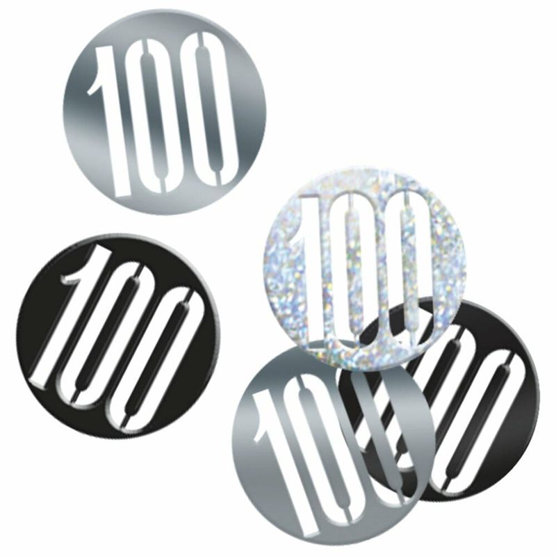 [83833] Birthday Black Glitz Number 100 Confetti - .5oz