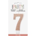 Birthday Rose Gold Glitz Glitter Number 7 Birthday Candle