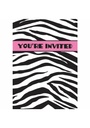 Zebra Passion Pink Invitations - 8pk