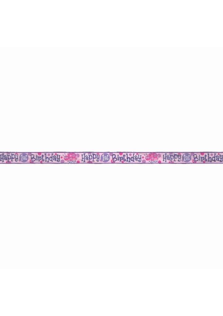 Foil First Birthday Ladybug Banner - 12 ft