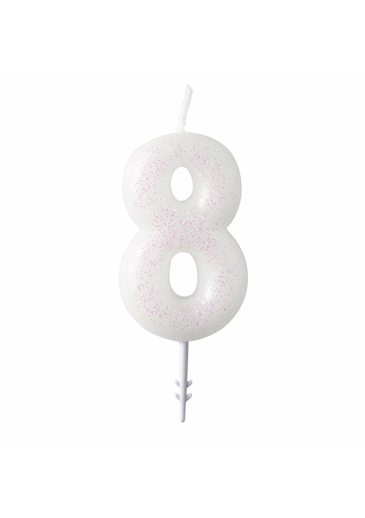 Numeral Candle 8 Glitter Height 6.5 cm