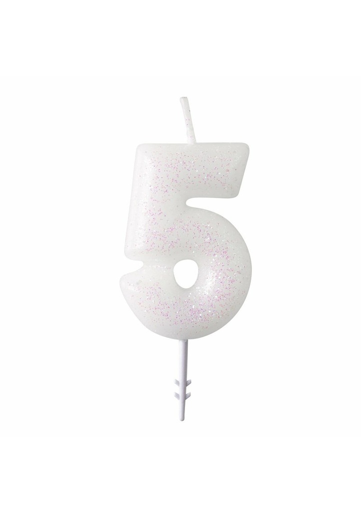 Numeral Candle 5 Glitter Height 6.5 cm