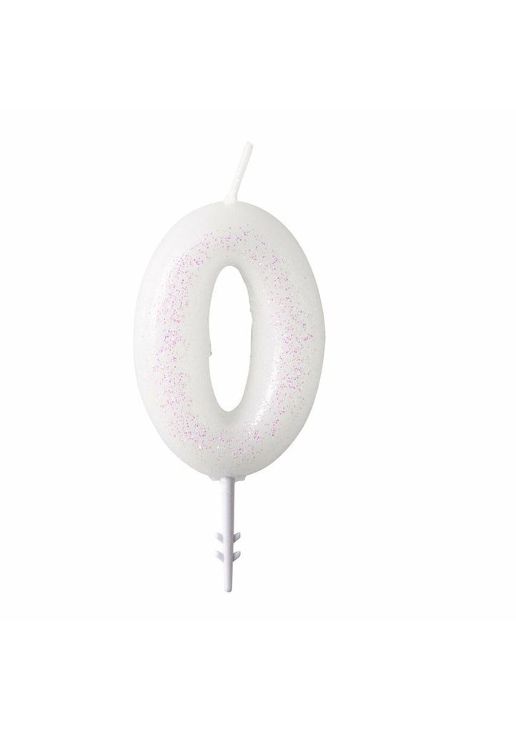 Numeral Candle 0 Glitter Height 6.5 cm