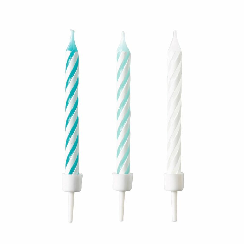 [9904365] 10 Spiral Candles Aqua Glamor Height 6.3 cm