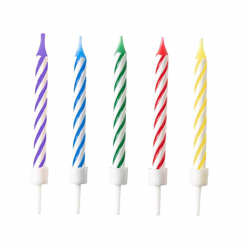[9904361] 10 Spiral Candles Bright Rainbow Height 6.3 cm