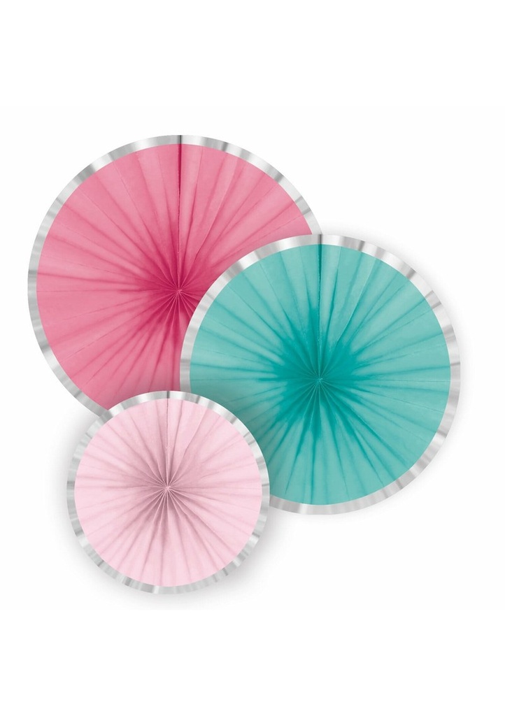 [9903339] Fan Decorations Flamingo Paradise Paper 16 cm / 28 cm / 35 cm - 3pk