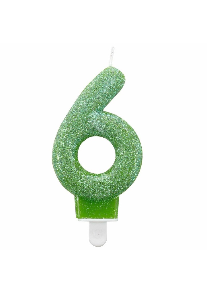Number Candle 6 Glitter Height 7.6 cm