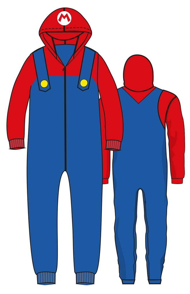 Official Licensed Onesie Super Mario Costume - Adult Size XXL