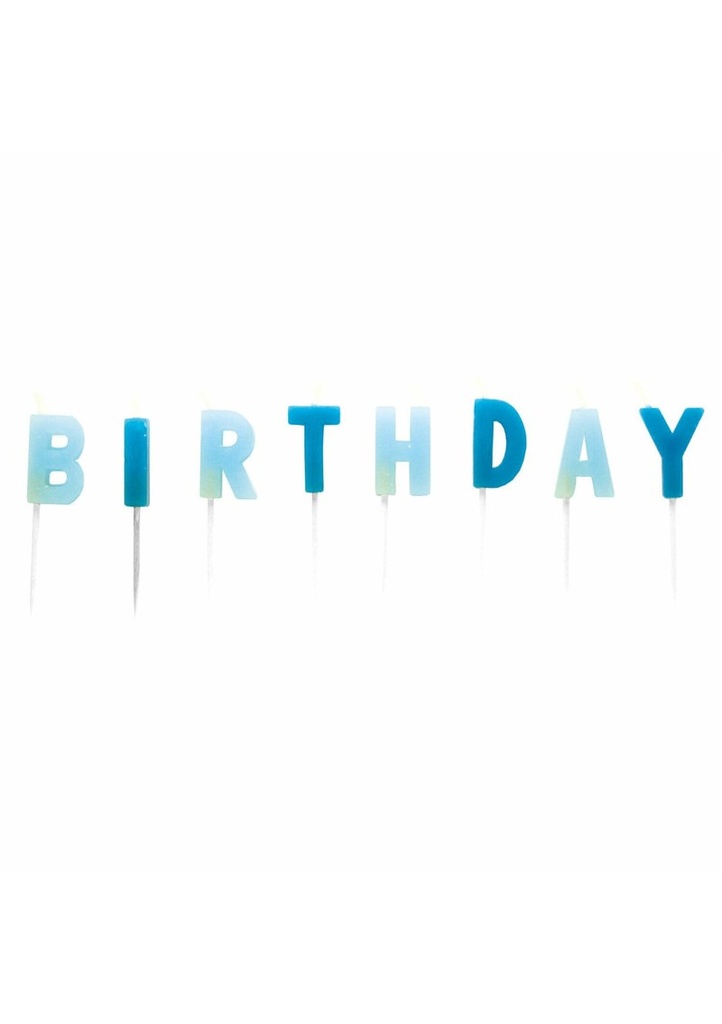 Letter Candles Happy Birthday Blue Height 7cm - 13pk