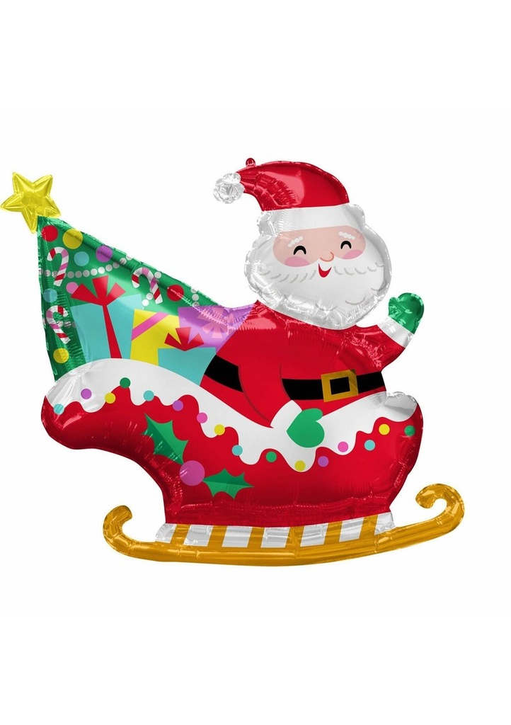 Santa's Sleigh SuperShape  Foil Balloon - 76cm x 71cm