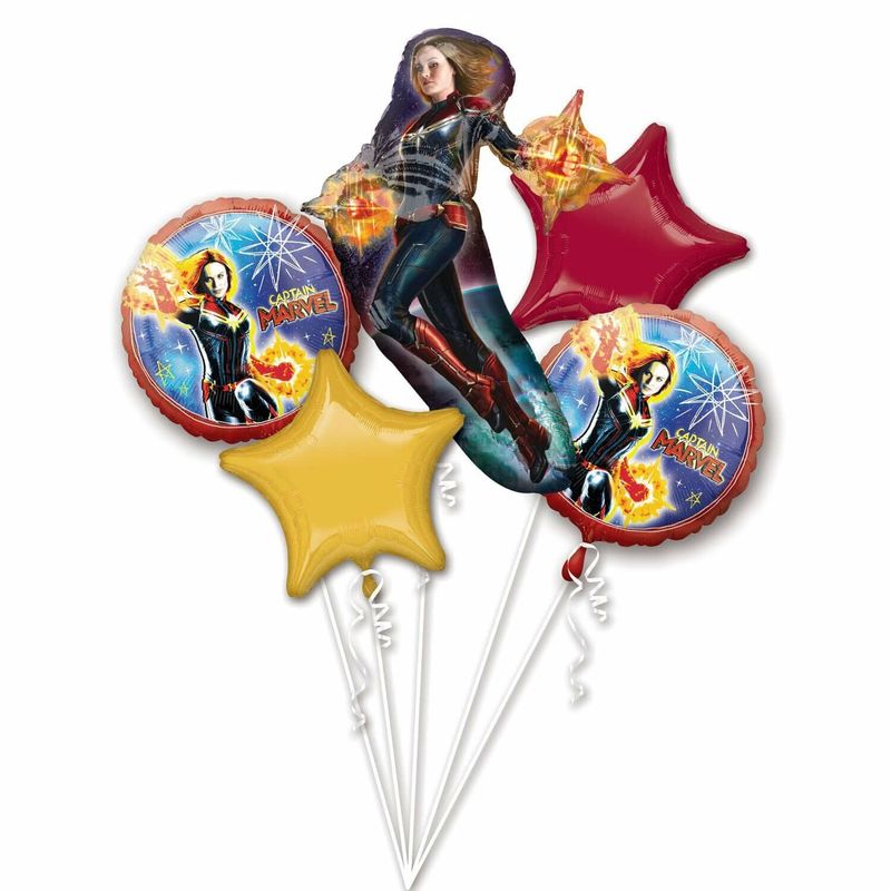 Captain Marvel Foil Balloon Bouquet - 5pk