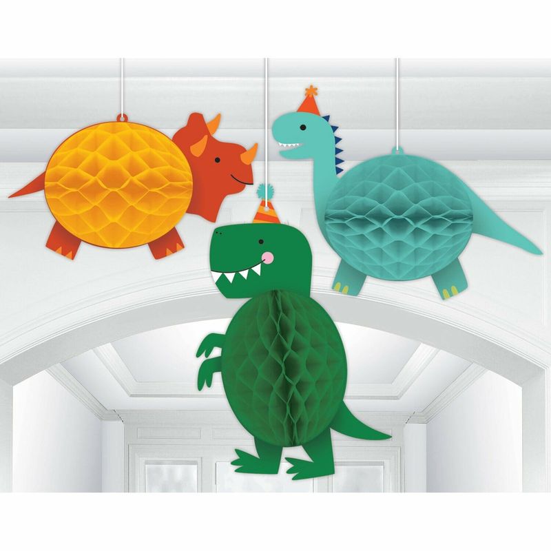 [292270] Dino-Mite Honeycomb Hanging Decoration - 3pk