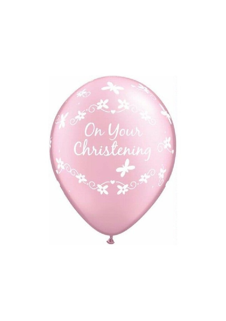 On Your Christening Pink Latex Balloon - 11 Inch