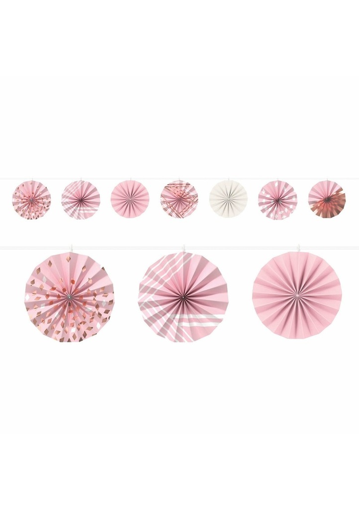 [220379] Rose Gold Blush Mini Garland Fans - 365cm