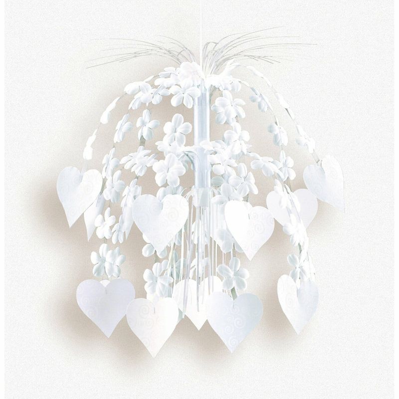 [241060] Cascade Hanging Decoration Flowers & Hearts White - 70cm