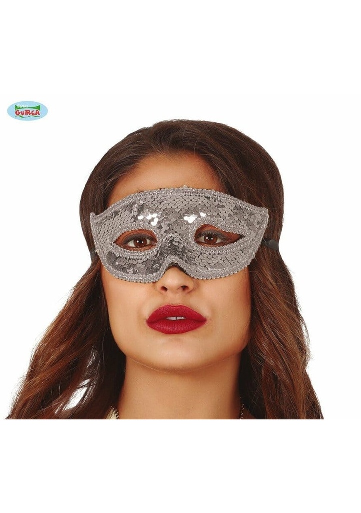 Venetian Slver Sequin Mask - Adult One Size