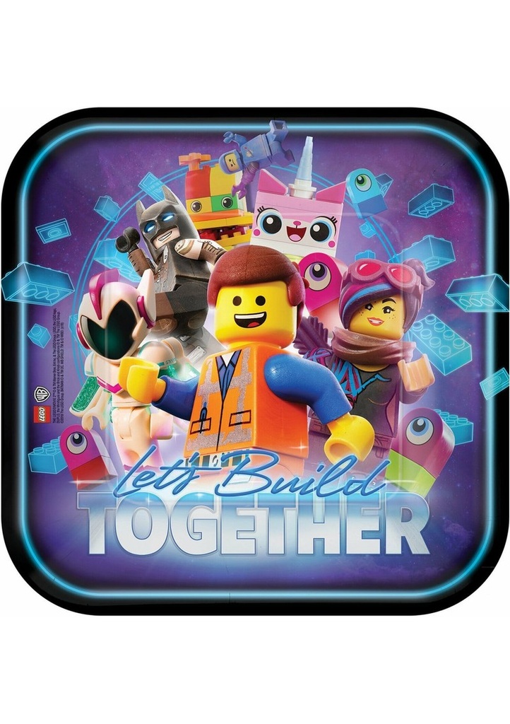 [551711 AM] Lego Movie 2 Squared Paper Squared Plates (22.8cm x 22.8cm) - 8pk