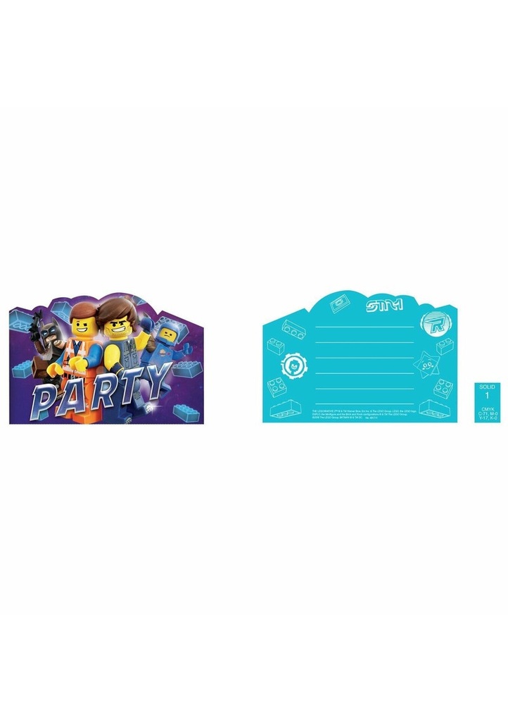 [9904647] Lego Movie 2 Invitations & Envelopes 10.7cm x 15.8cm - 8pk