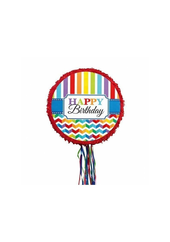 Happy Birthday Rainbow Pull Pinata - 45cm x 45cm x 8.2cm