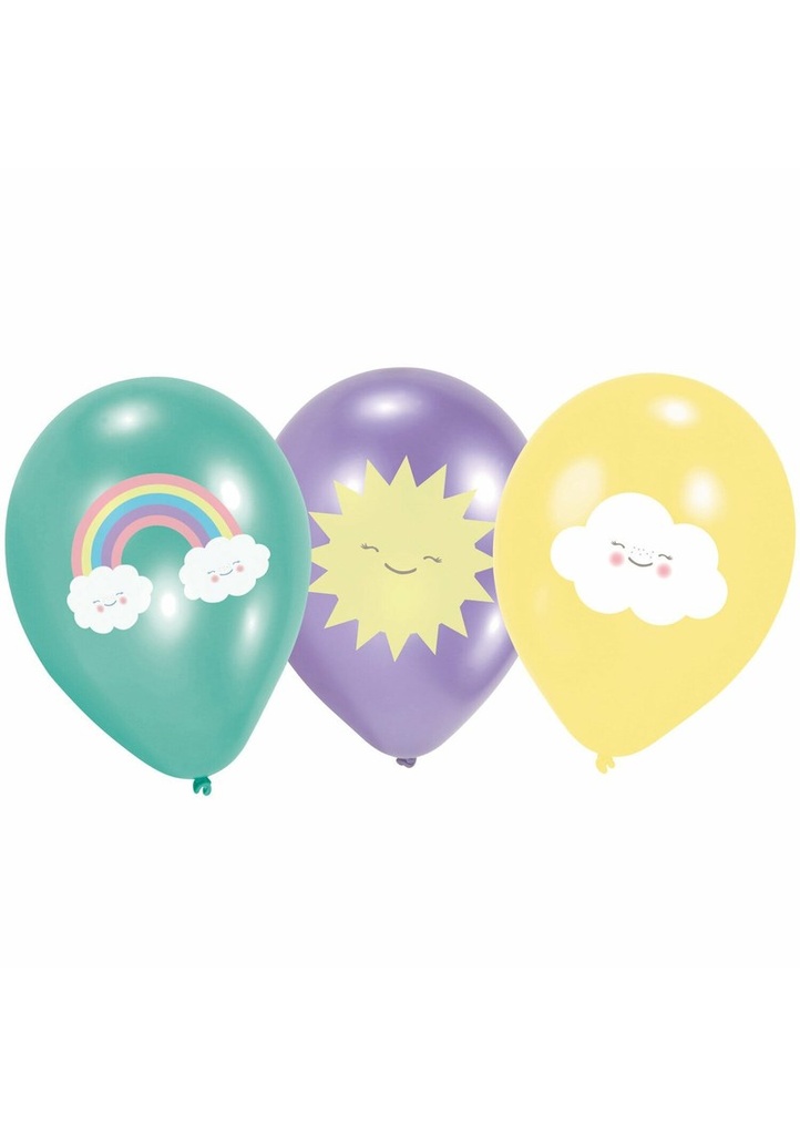 Rainbow & Cloud 11" Latex Balloons - 6pk