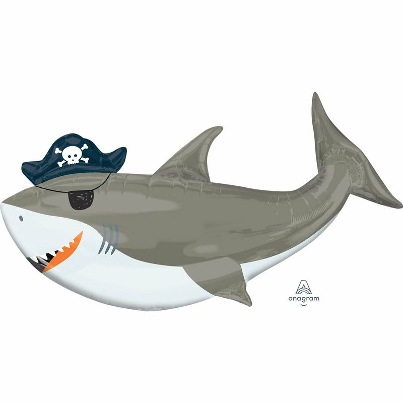 Ahoy Birthday Shark SuperShape Foil Balloon  - 41" x 23" (104cm x 58cm)