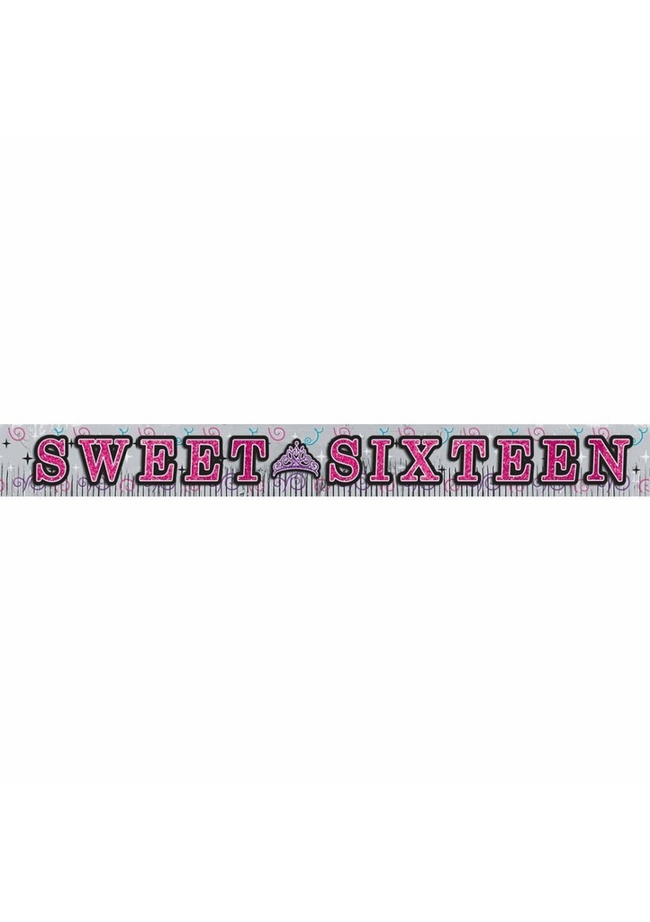 Sweet 16 Glitter Fringe Letter Banner - 3m