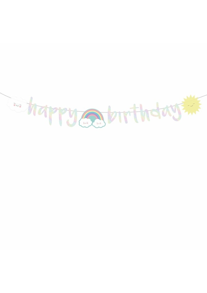 [9904306] Rainbow & Cloud Happy Birthday Letter Banner 180cm - 1pk