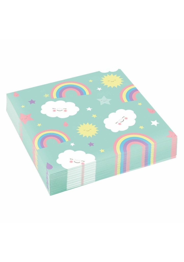 [9904302] Rainbow & Cloud Party Napkins 33cm x 33xm - 20pk