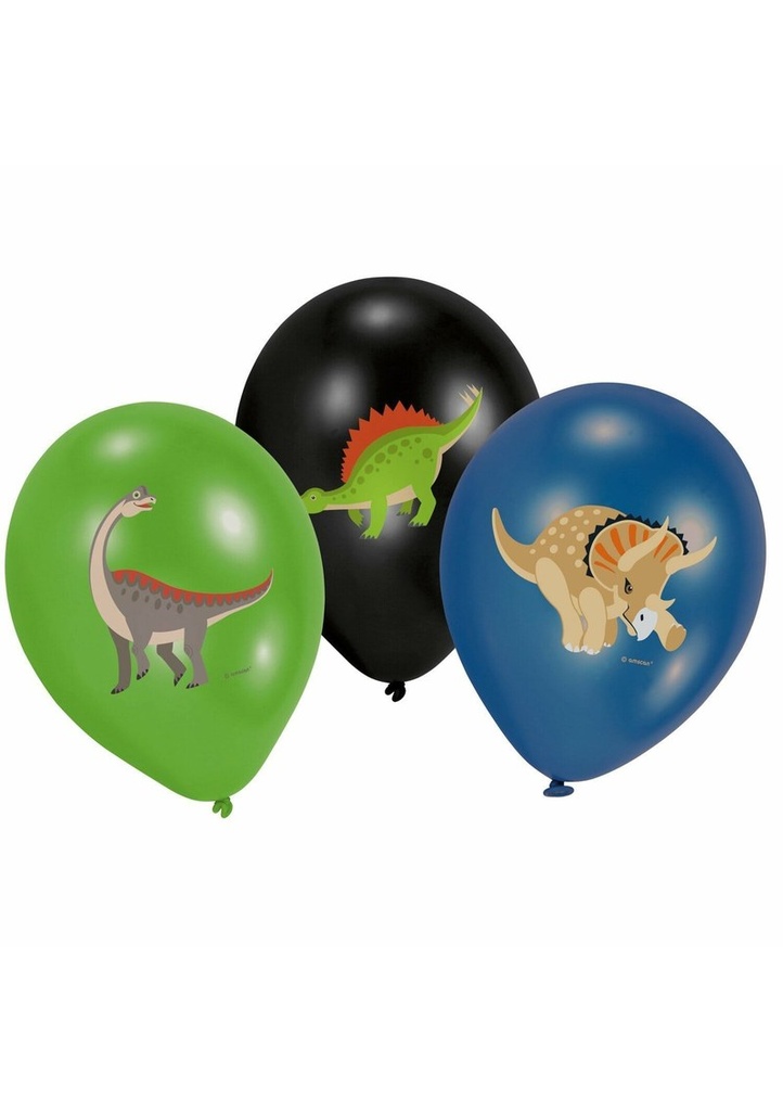 Happy Dinosaur 11" (27.5cm) Latex Balloons - 6pk