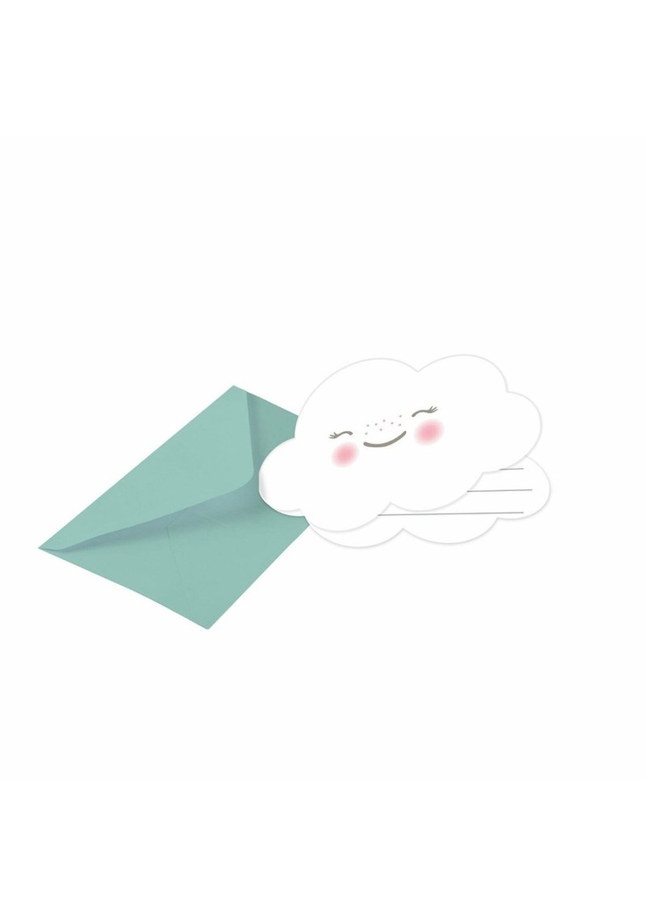 [9904309] Rainbow & Cloud Party Invitations &  Envelopes - 8pk