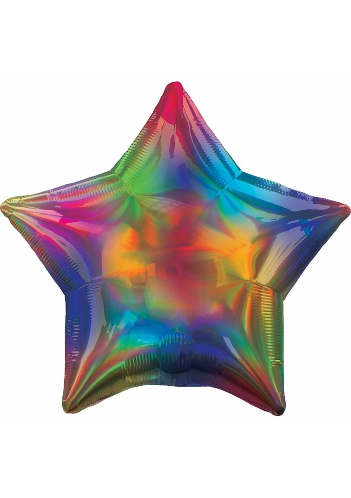 Holographic Iridescent Rainbow Star Foil Balloon - 18'' (43cm)