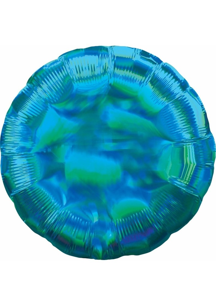[3925602] Holographic Iridescent Cyan Circle Foil Balloon - 18'' (43cm)