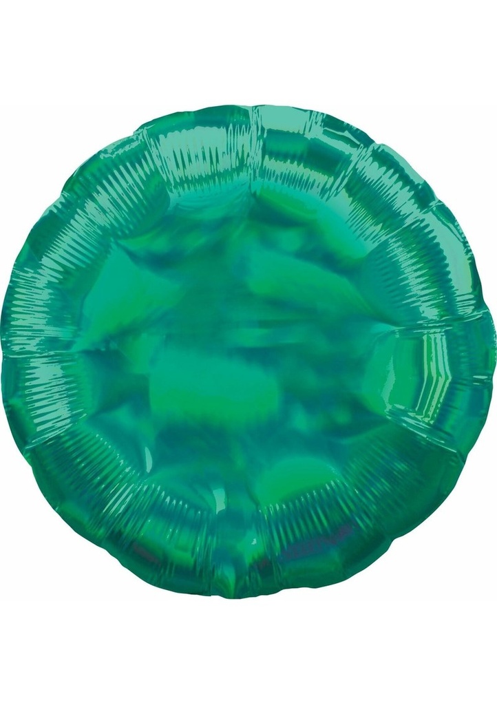 [3925702] Holographic Iridescent Green Circle Standard Foil Balloon - 18'' (43cm)