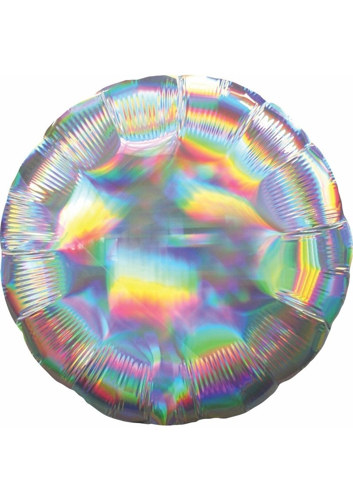 Holographic Iridescent Silver Circle Standard Foil Balloon 18'' - (43cm)