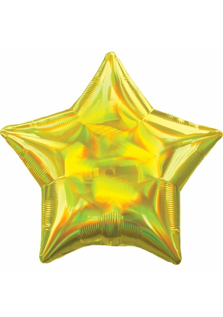 [3926602] Holographic Iridescent Yellow Star Standard Foil Balloon 18'' - (43cm)