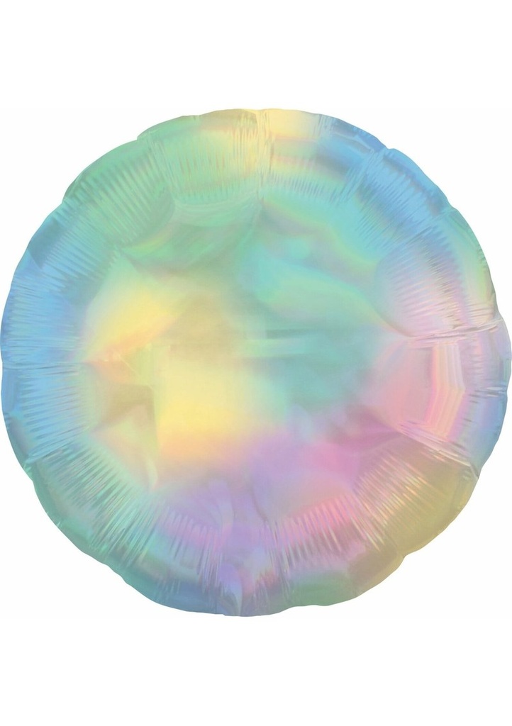 [3945102] Holographic Iridescent Pastel Rainbow Circle Standard Foil Balloon - 18'' (43cm)