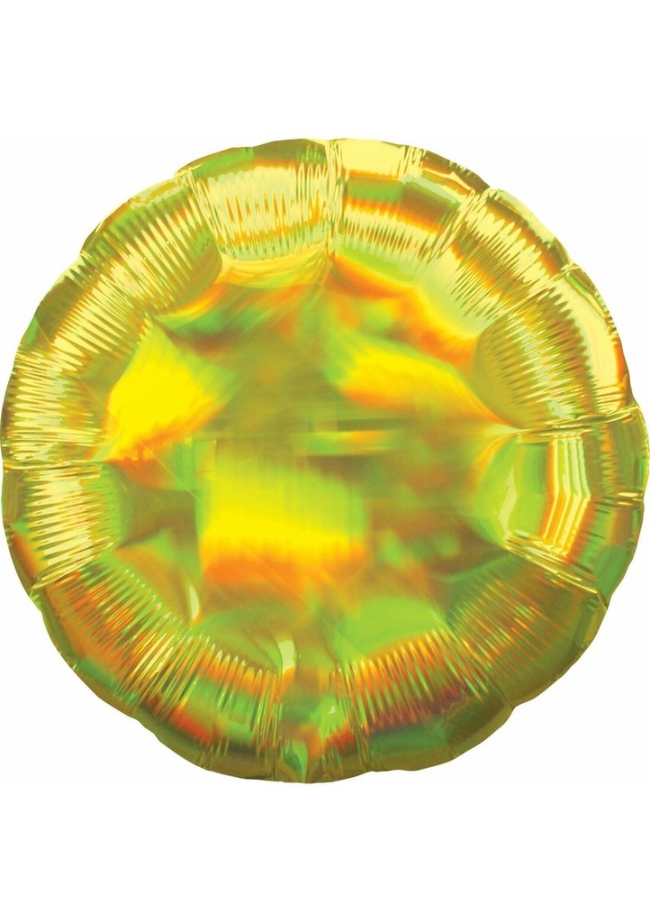 [3925402] Holographic Iridescent Yellow Standard Circle Foil Balloon -  18'' (43cm)