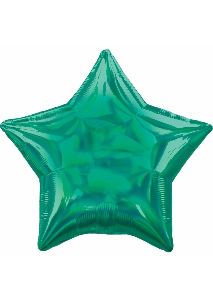 [3926902] Holographic Iridescent Green Star Standard Foil Balloon - 18'' (43cm)