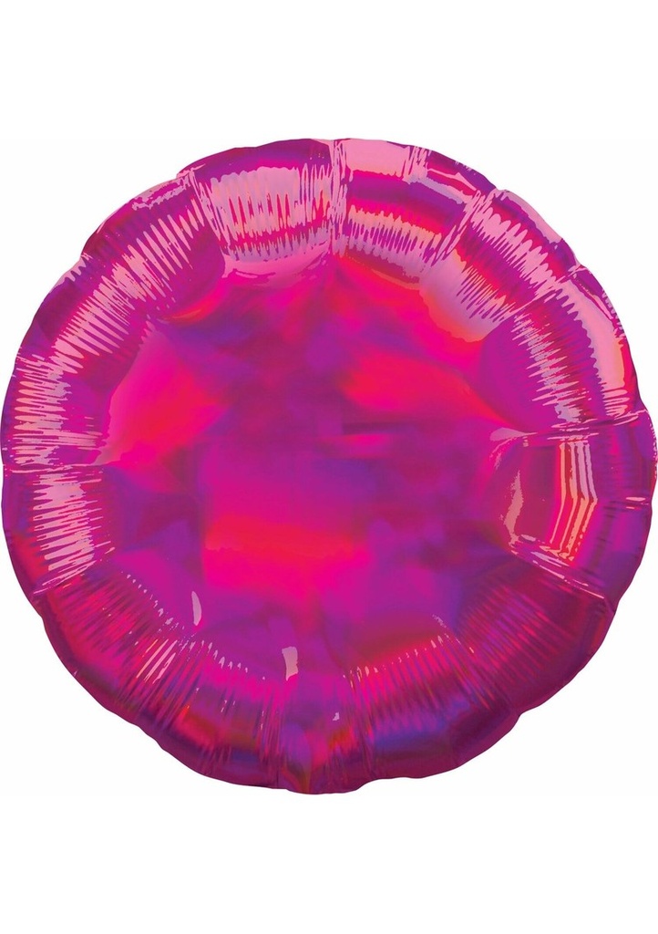 [3925502] Holographic Iridescent Magenta Circle Standard Foil Balloon - 18'' (43cm)