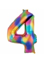 Rainbow Splash Number 4  Foil Balloon - 34"