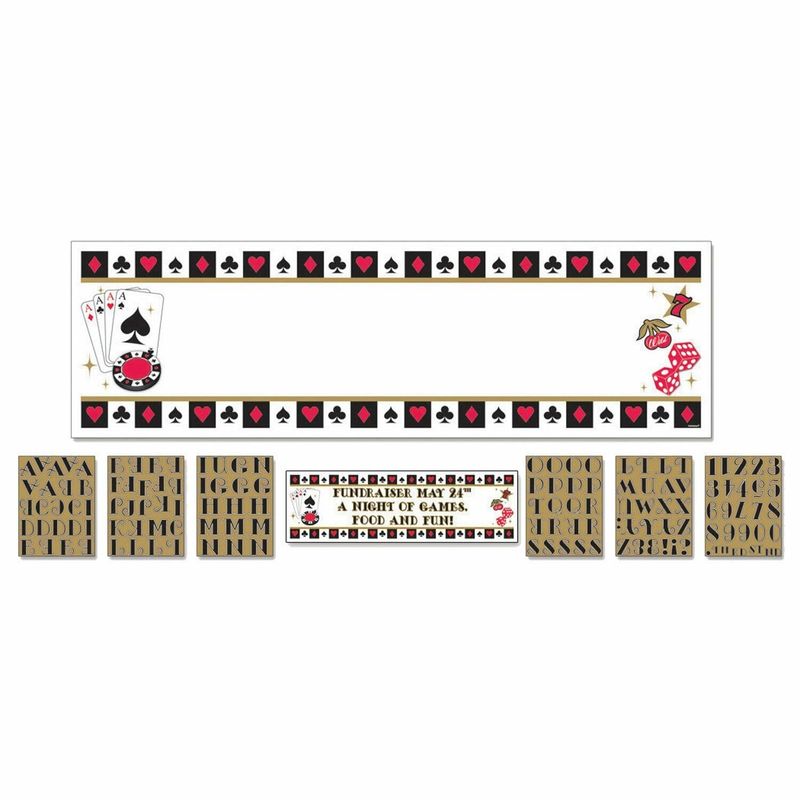[121227] Casino Giant Sign Banner Place Your Bets Personalize It - 165.1cm x 50.8cm