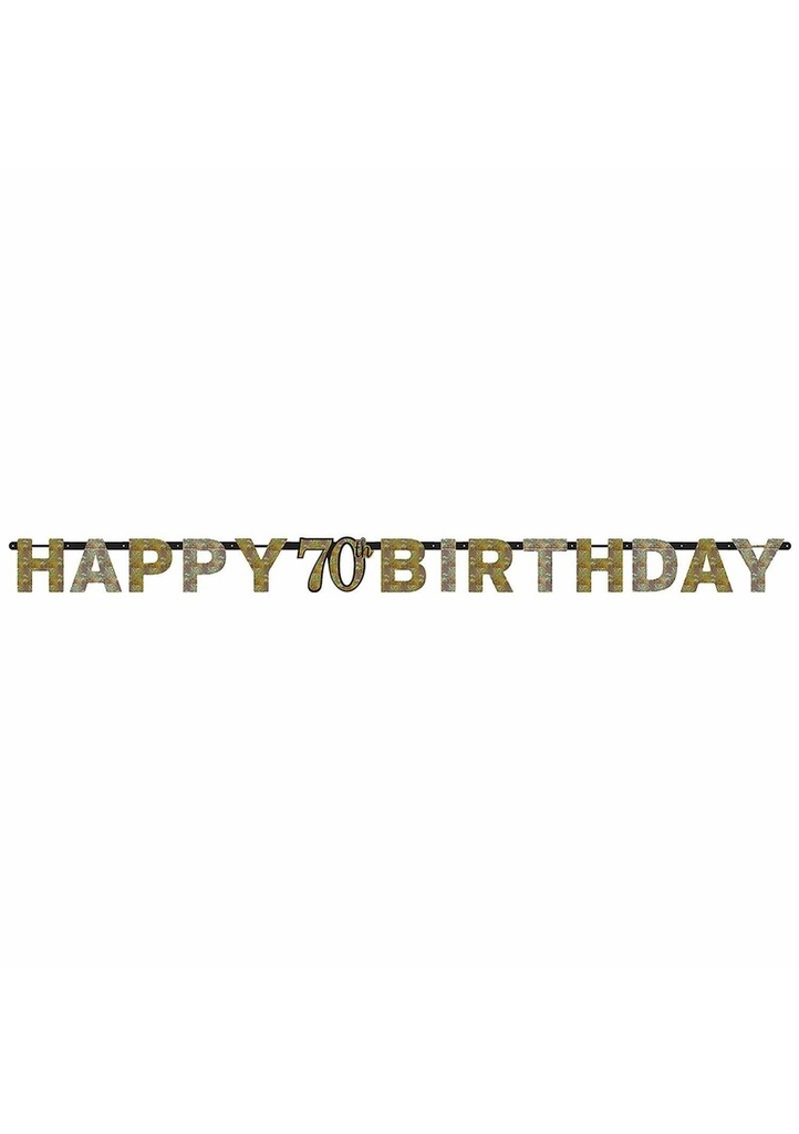 Gold Sparkling Celebration Happy Birthday Banner 213cm - Age 70