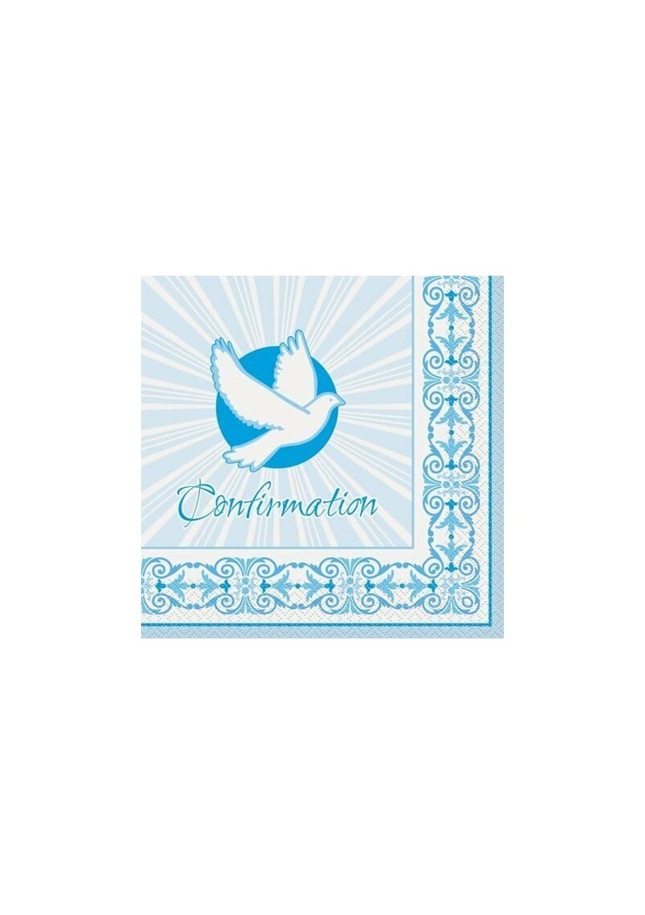 Radiant Dove Blue Confirmation Napkins 33cm x 33cm - 16pk
