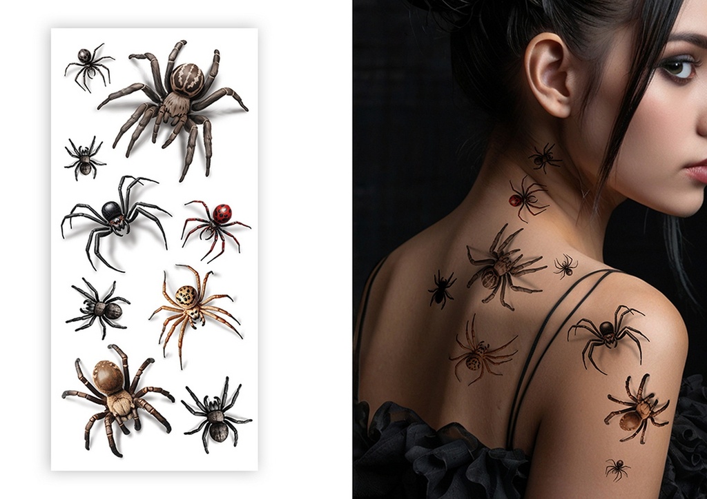 [29282] Spider Tattoos With Shadow 14x30cm