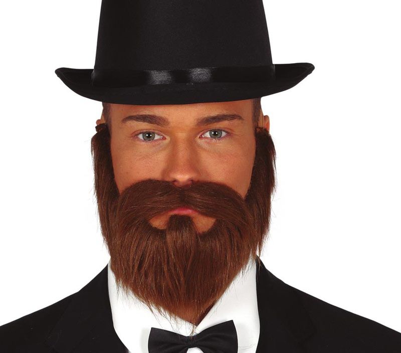 [11960] Brown Beard & Moustache With Elastic
