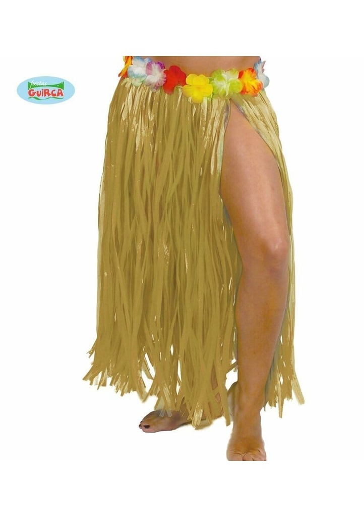 Hawaiian Straw Hula Skirt With Flowers 75cm Long - Adult One Size
