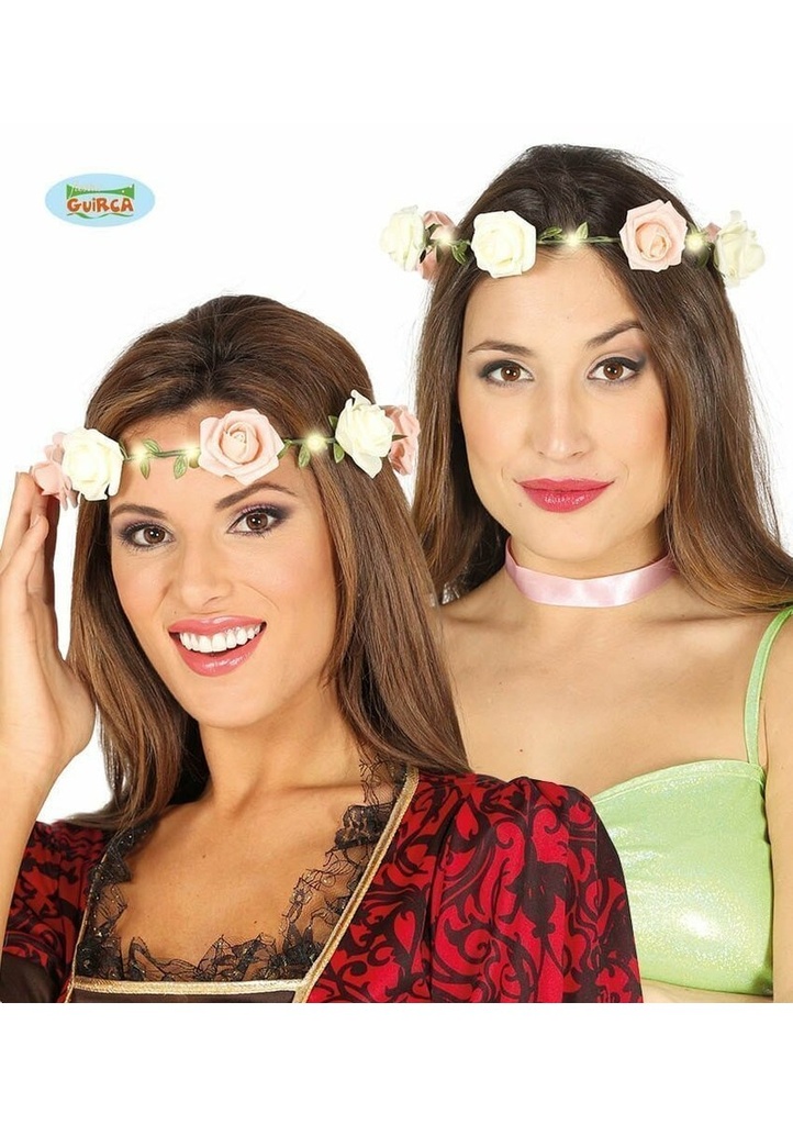 Pink Flowers Crown with Light
