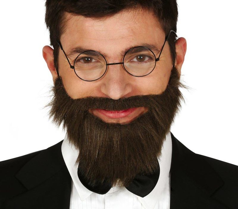 [11961] Brown Beard & Moustache With Elastic Rubber - 11961