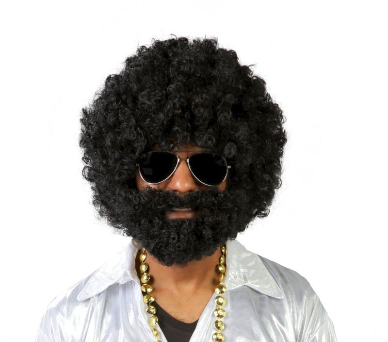 [4869] Afro Wig with Black Beard - Adult One Size